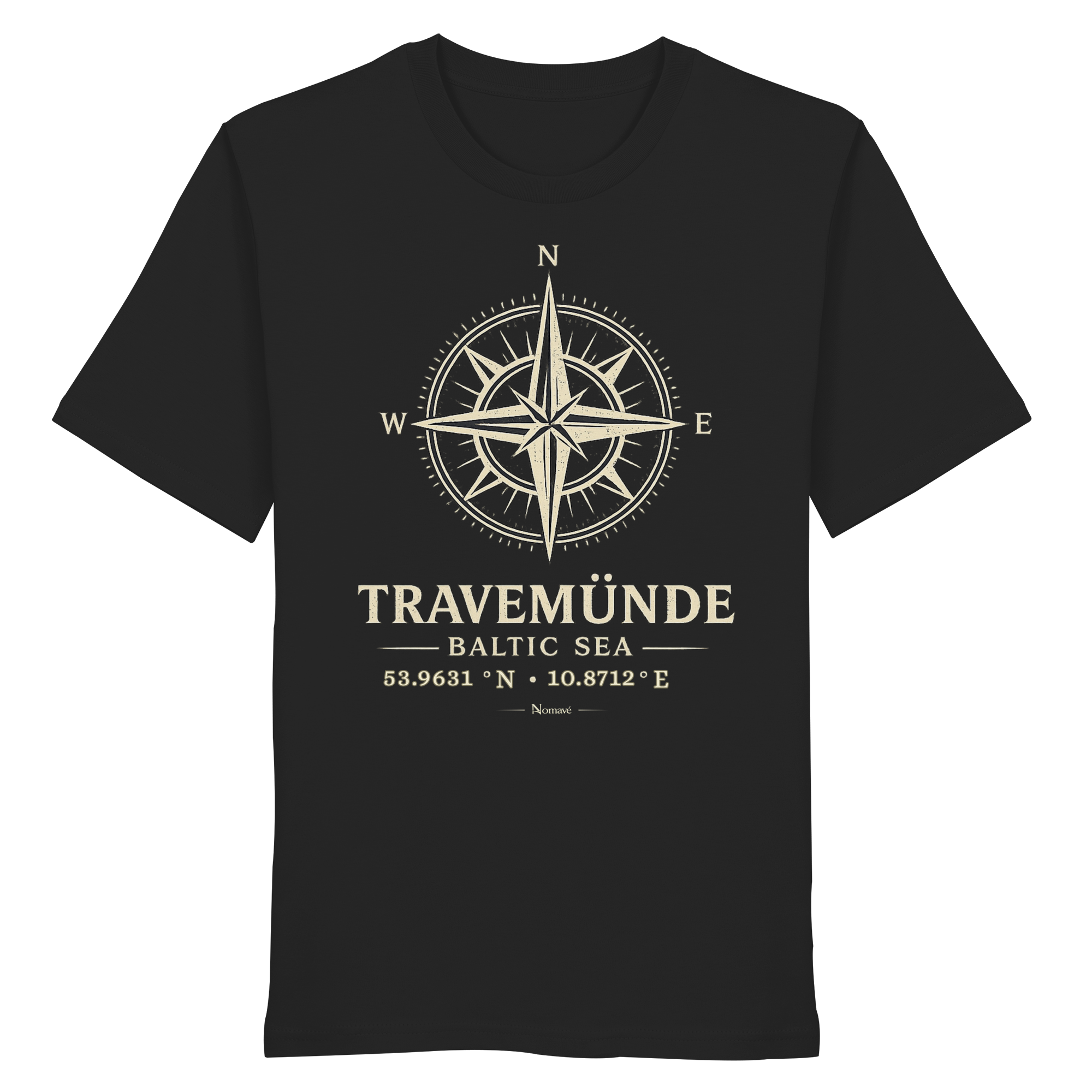 Travemünde Windrose - Dark Edition - Bio Ostsee T - Shirt