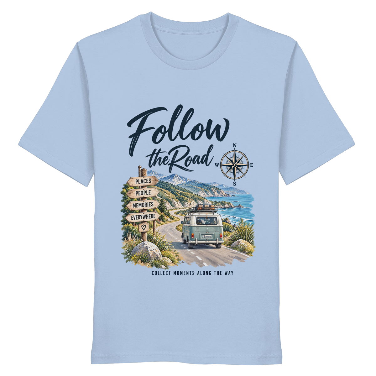 Follow the Road – Vanlife – Bio T-Shirt – Frontprint
