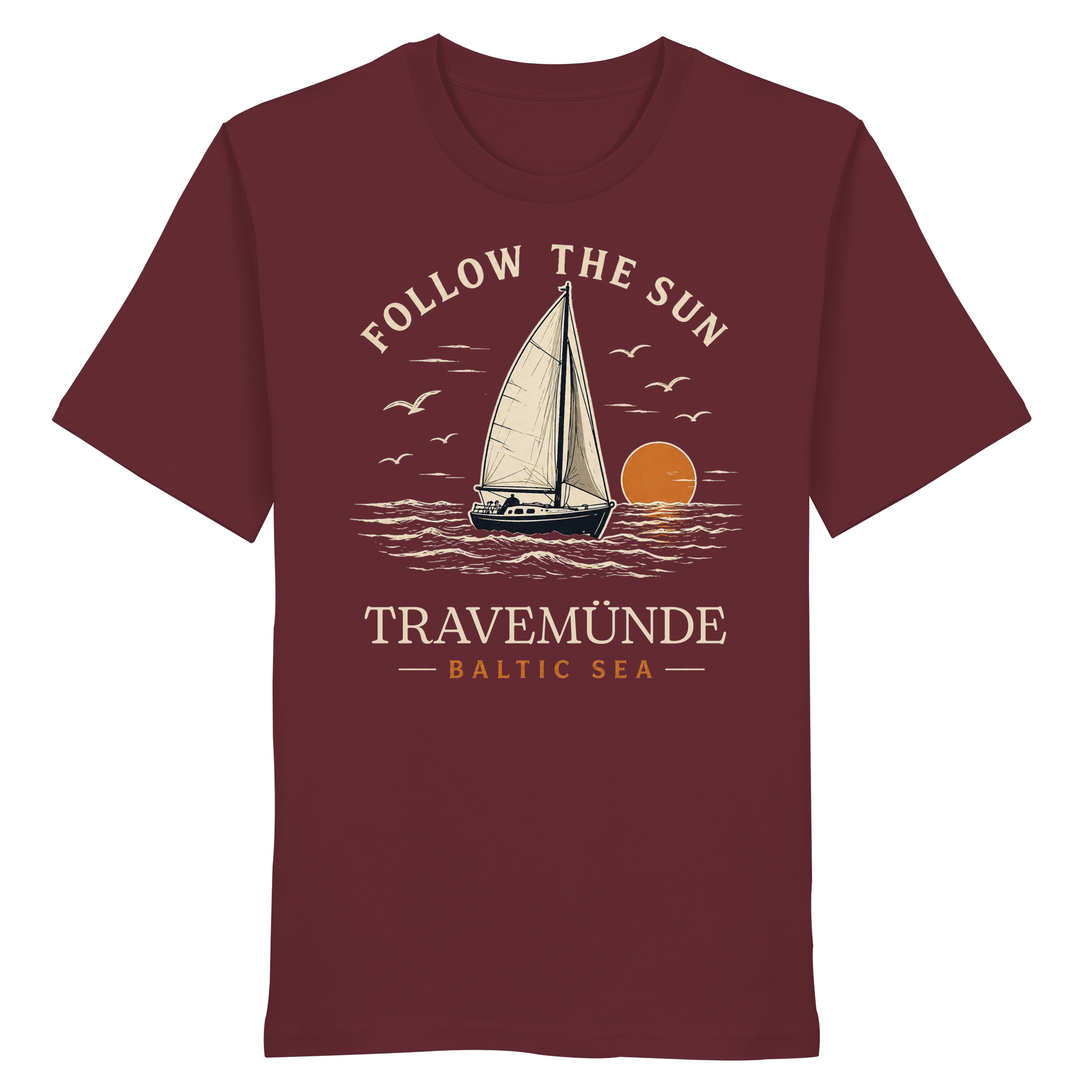 Travemünde Follow The Sun Dark Edition T-Shirt aus 100 % Bio-Baumwolle