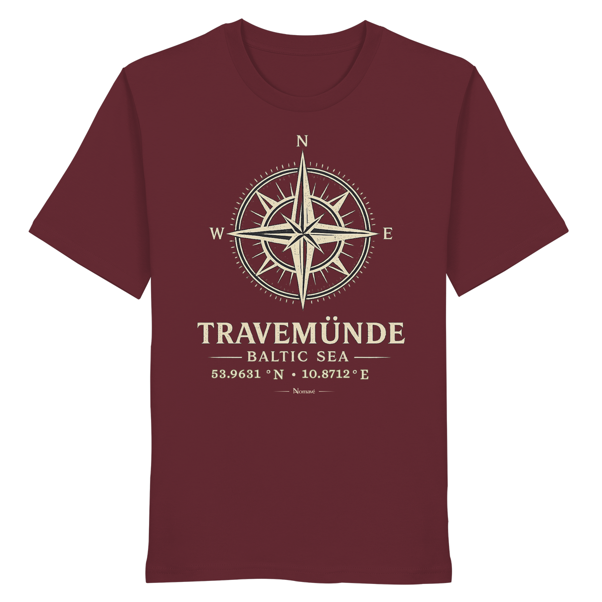 Travemünde Windrose - Dark Edition - Bio Ostsee T - Shirt