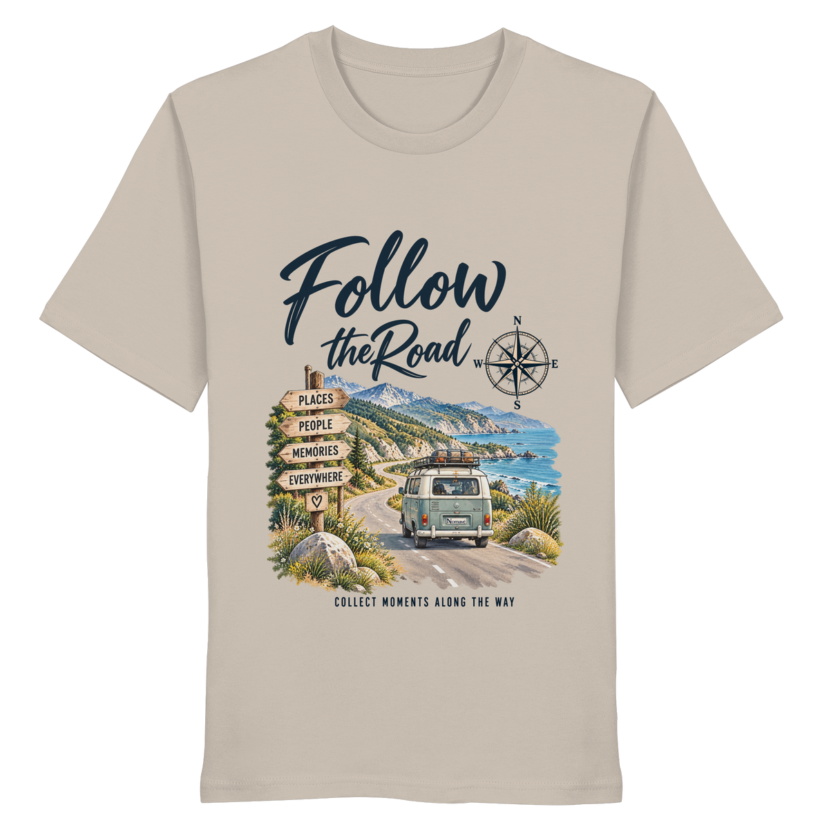 Follow the Road – Vanlife – Bio T-Shirt – Frontprint