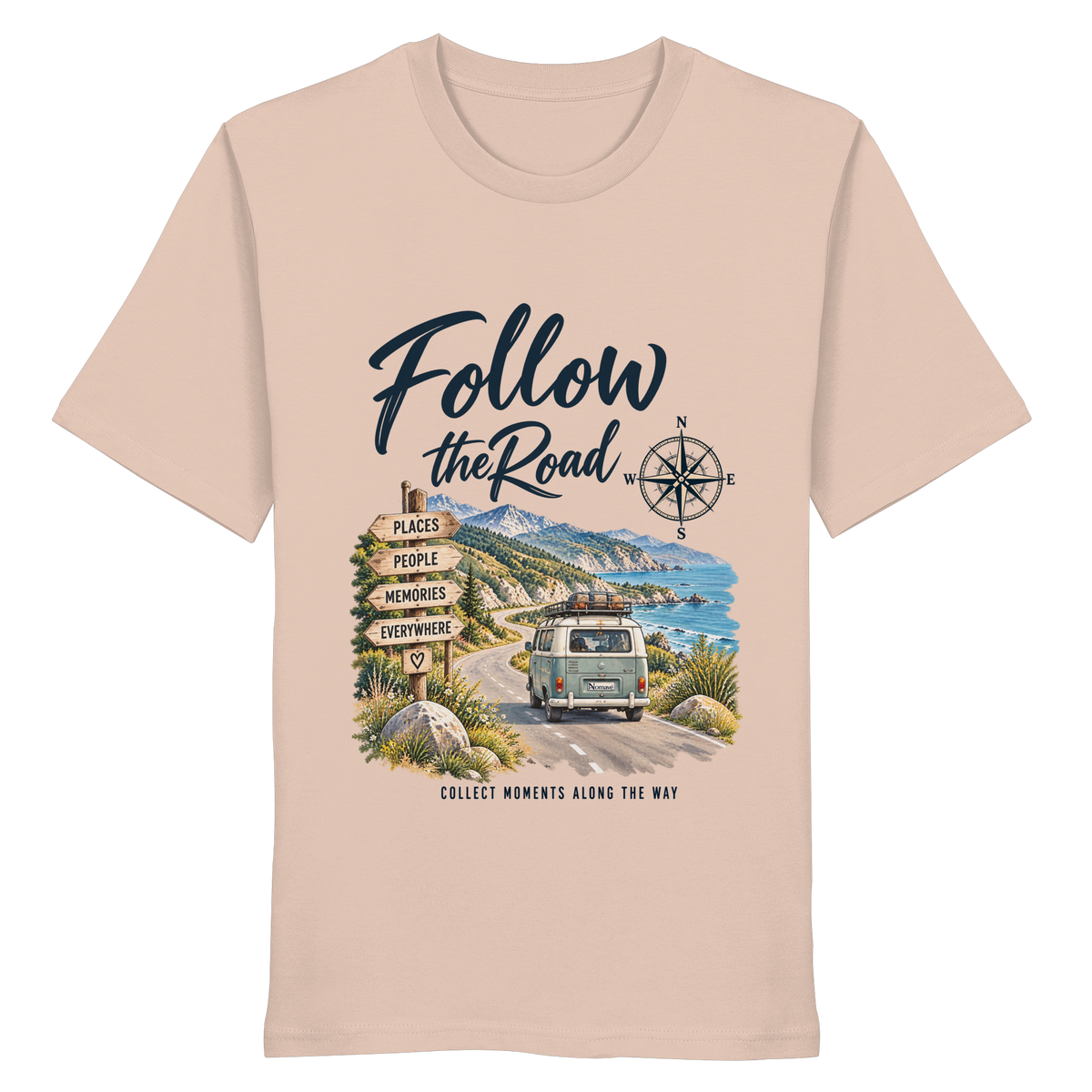 Follow the Road – Vanlife – Bio T-Shirt – Frontprint
