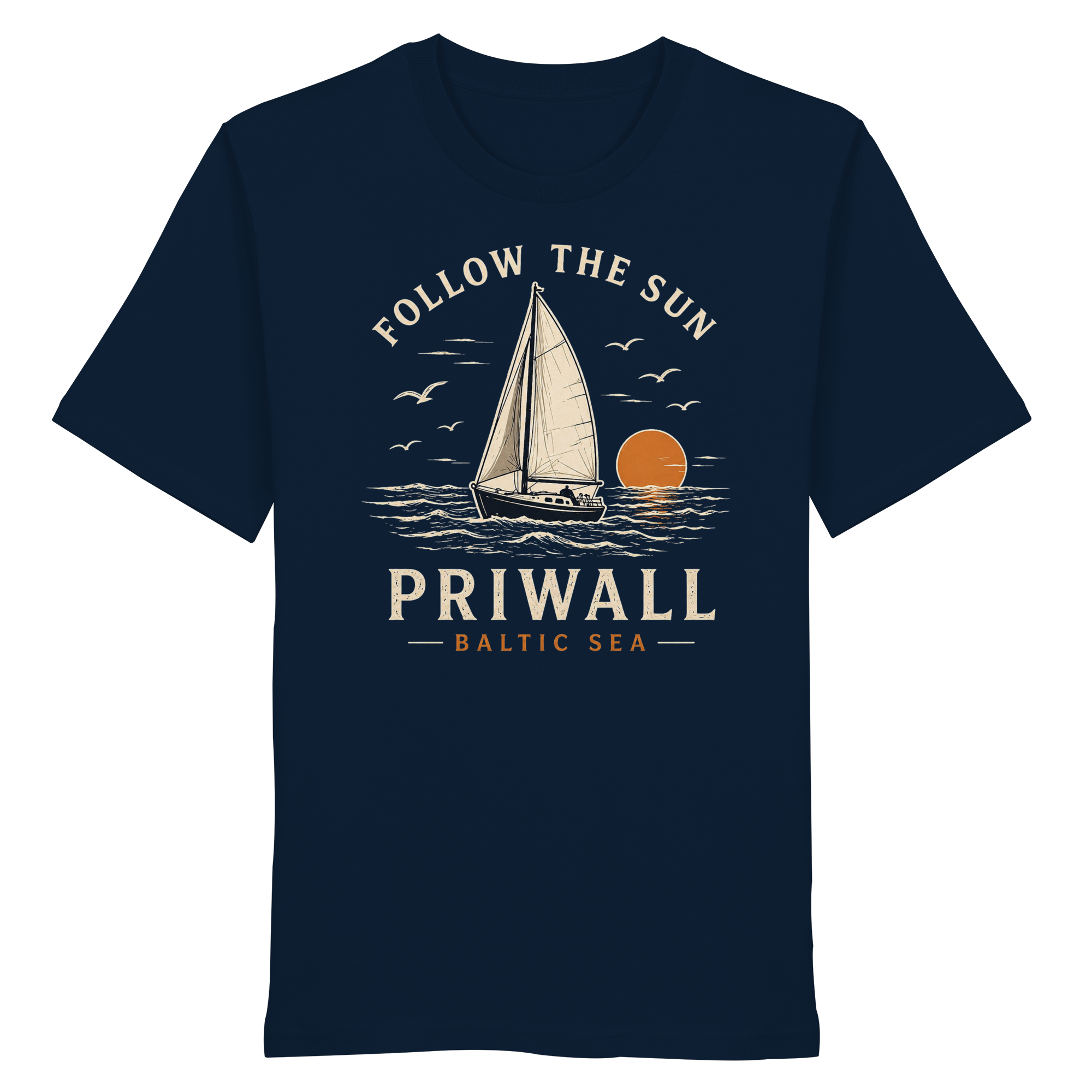 Follow the Sun Shirt – Priwall Ostsee – Organic Unisex (Dark Collection)