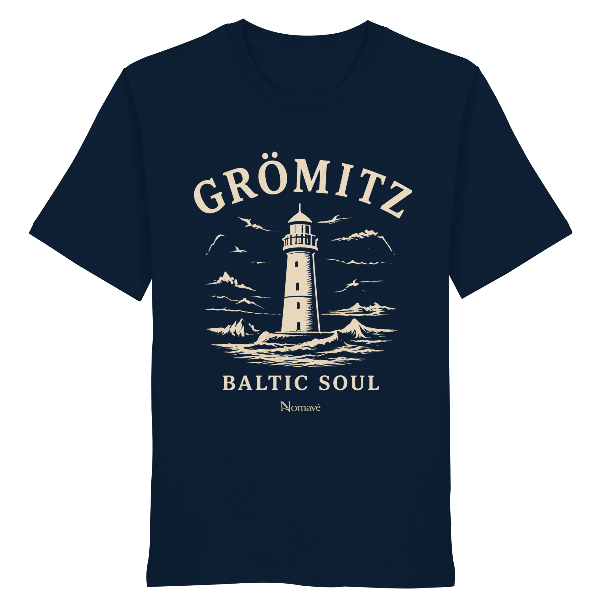 Grömitz Baltic Soul - Ostsee Bio Shirt mit Leuchtturm