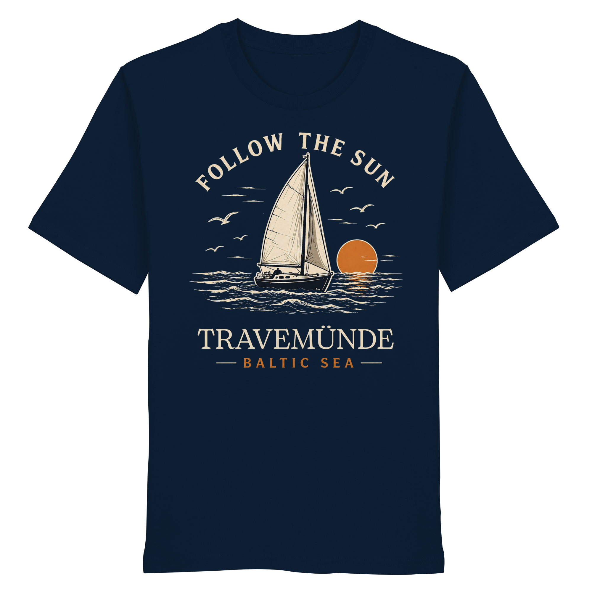 Travemünde Follow The Sun Dark Edition T-Shirt aus 100 % Bio-Baumwolle