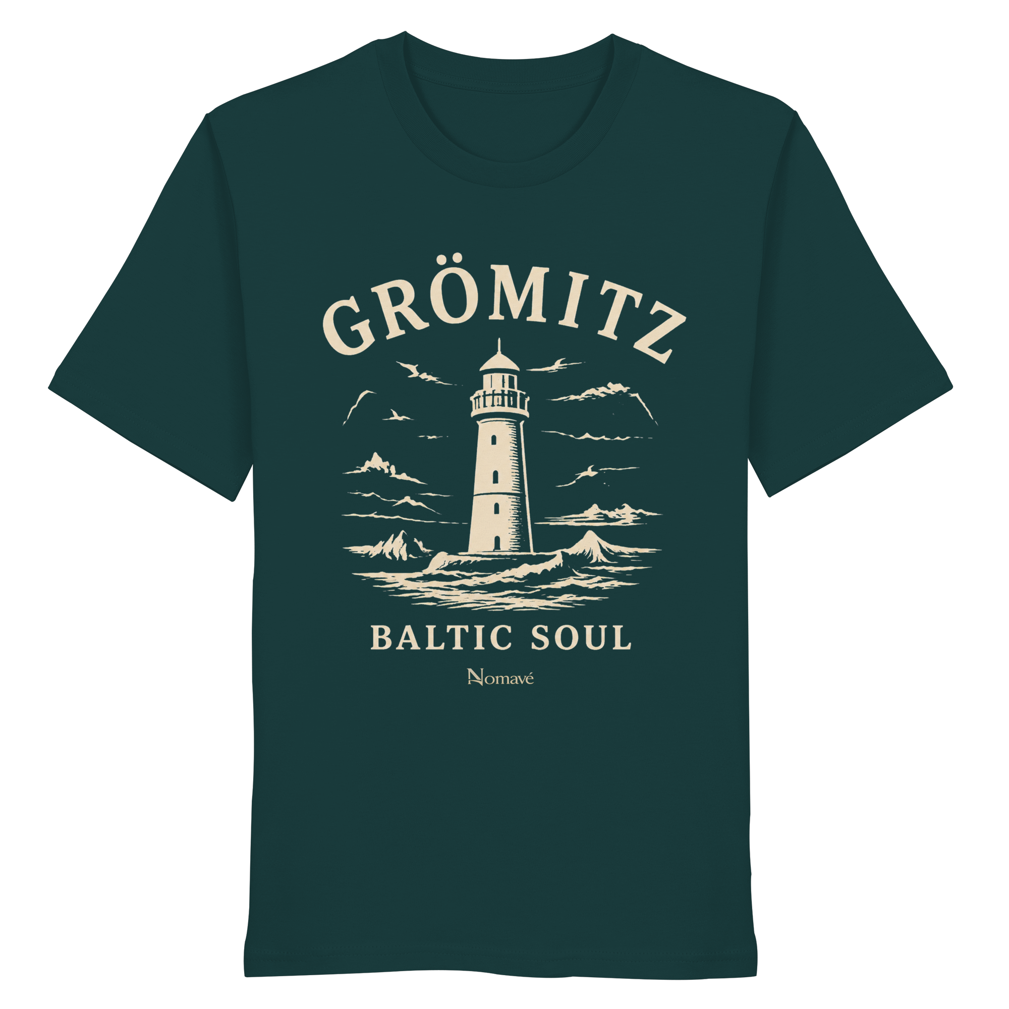 Grömitz Baltic Soul - Ostsee Bio Shirt mit Leuchtturm