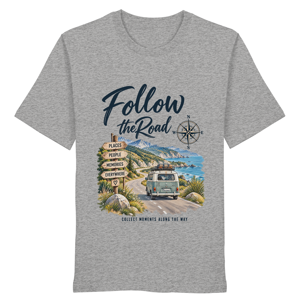 Follow the Road – Vanlife – Bio T-Shirt – Frontprint