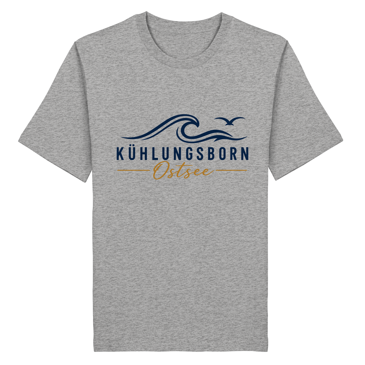 Kühlungsborn Baltic Waves Bio-Unisex-T-Shirt Light Edition in Heather Grey – originales Shirtigo-Frontmockup