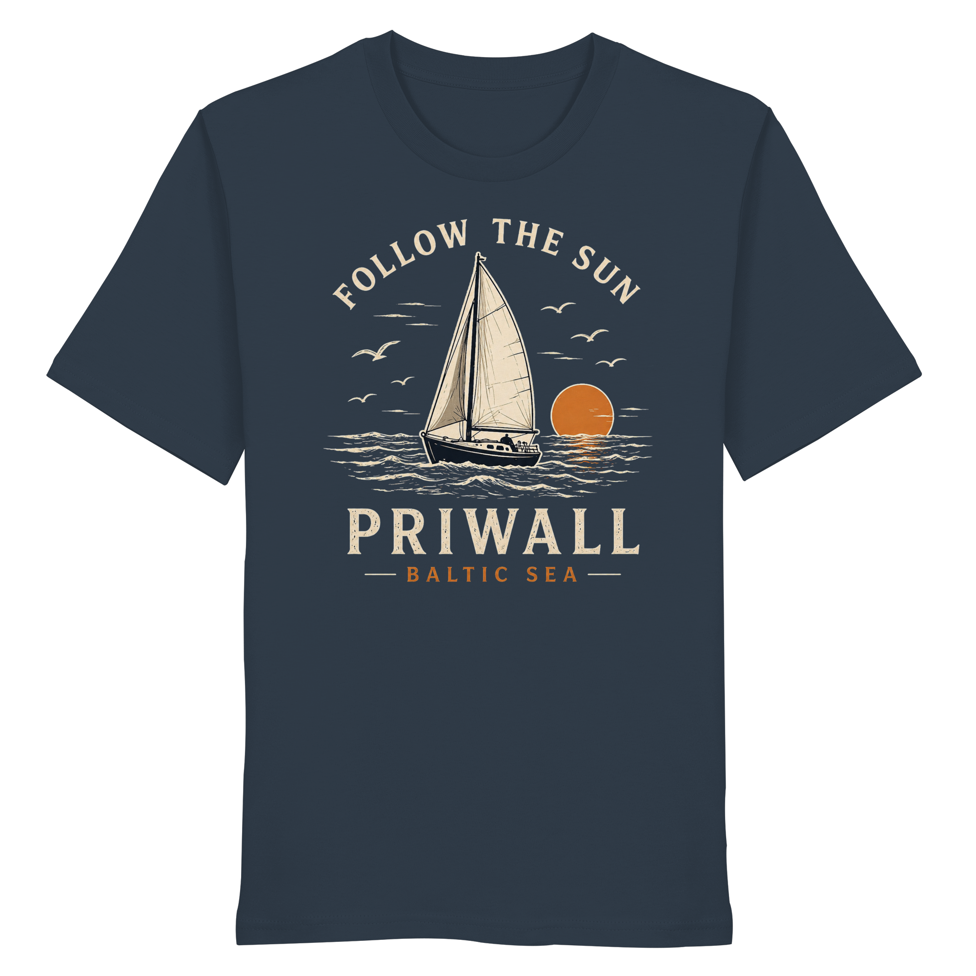 Follow the Sun Shirt – Priwall Ostsee – Organic Unisex (Dark Collection)