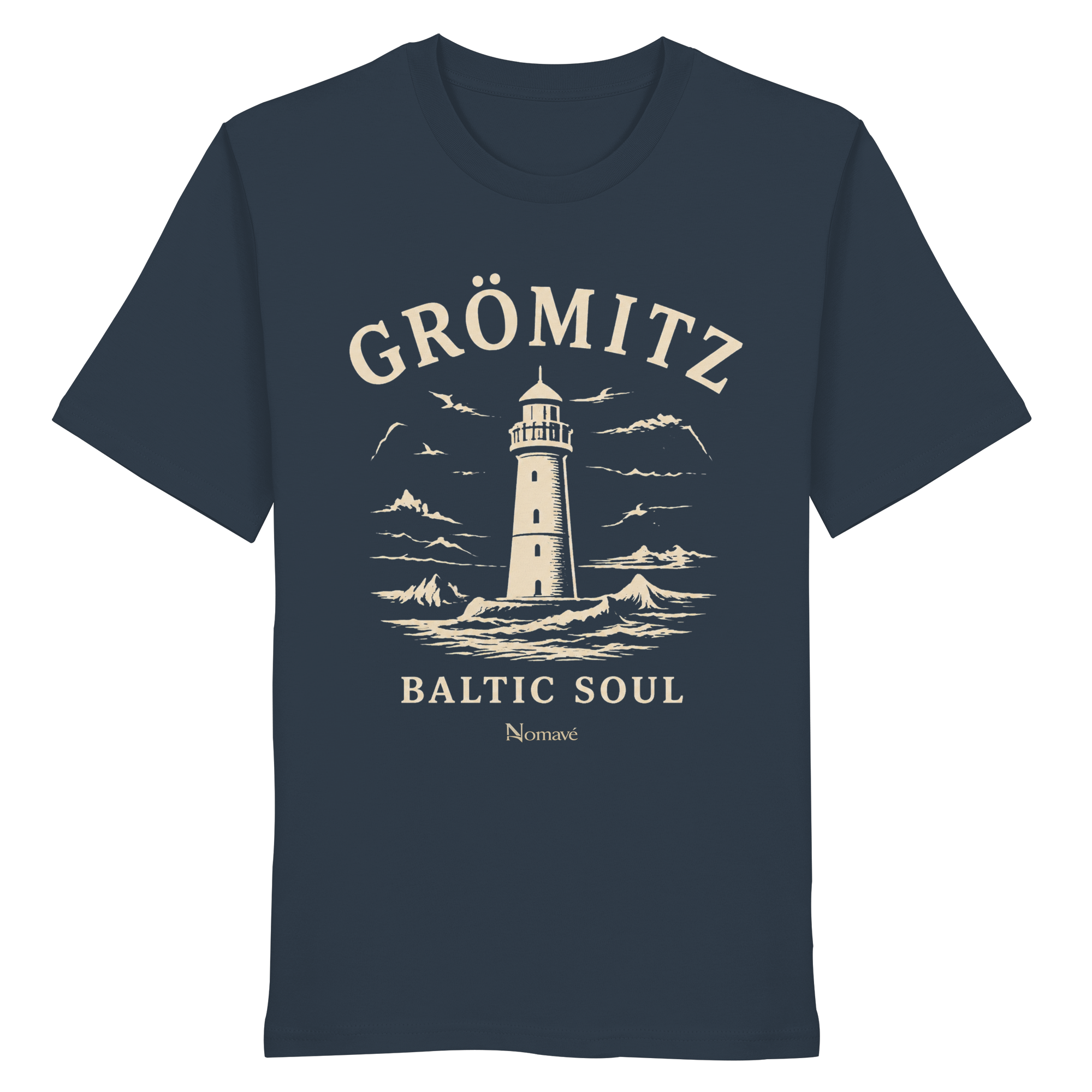 Grömitz Baltic Soul - Ostsee Bio Shirt mit Leuchtturm