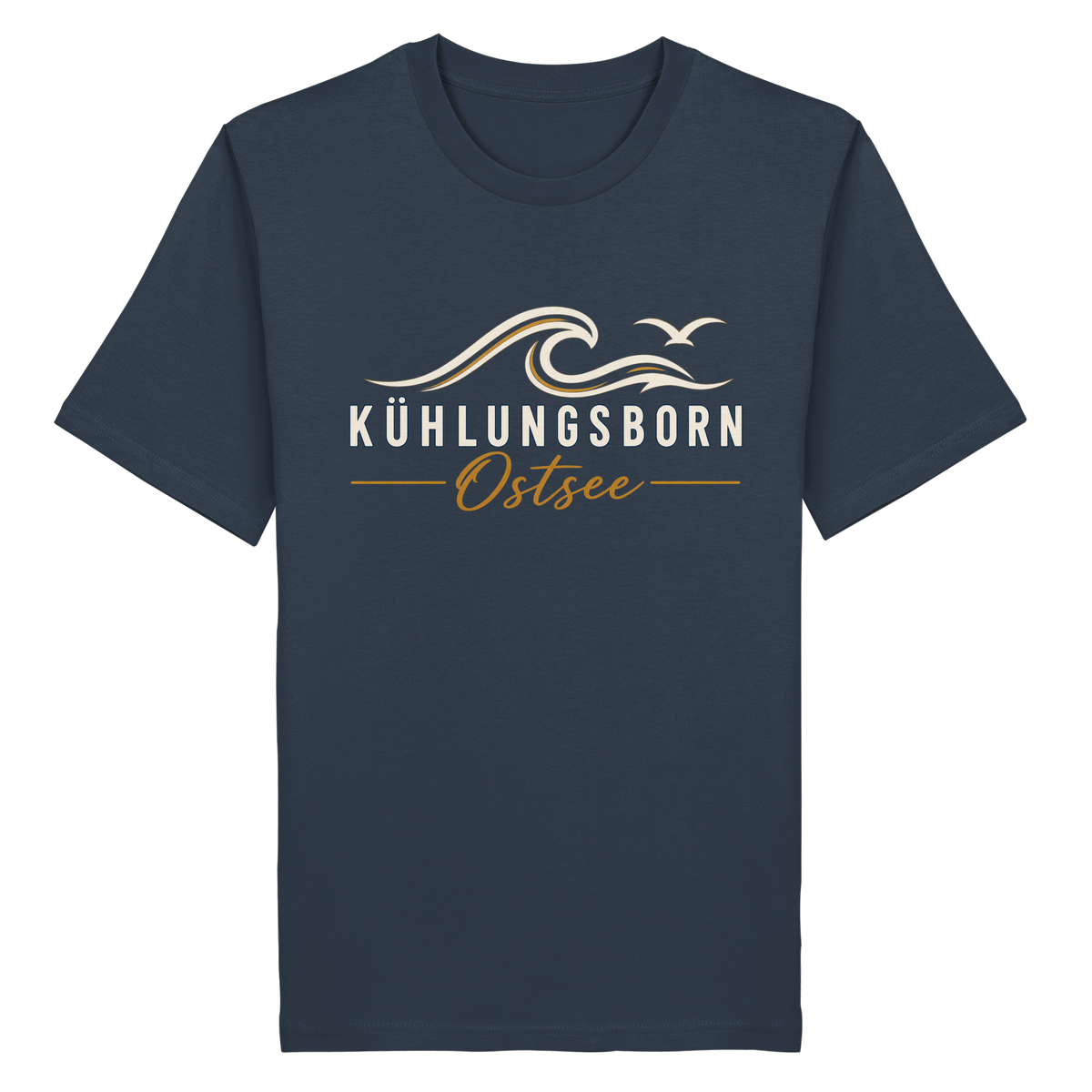 Kühlungsborn Baltic Waves Bio-Unisex-T-Shirt Dark Edition in India Ink Grey – originales Shirtigo-Produktmockup