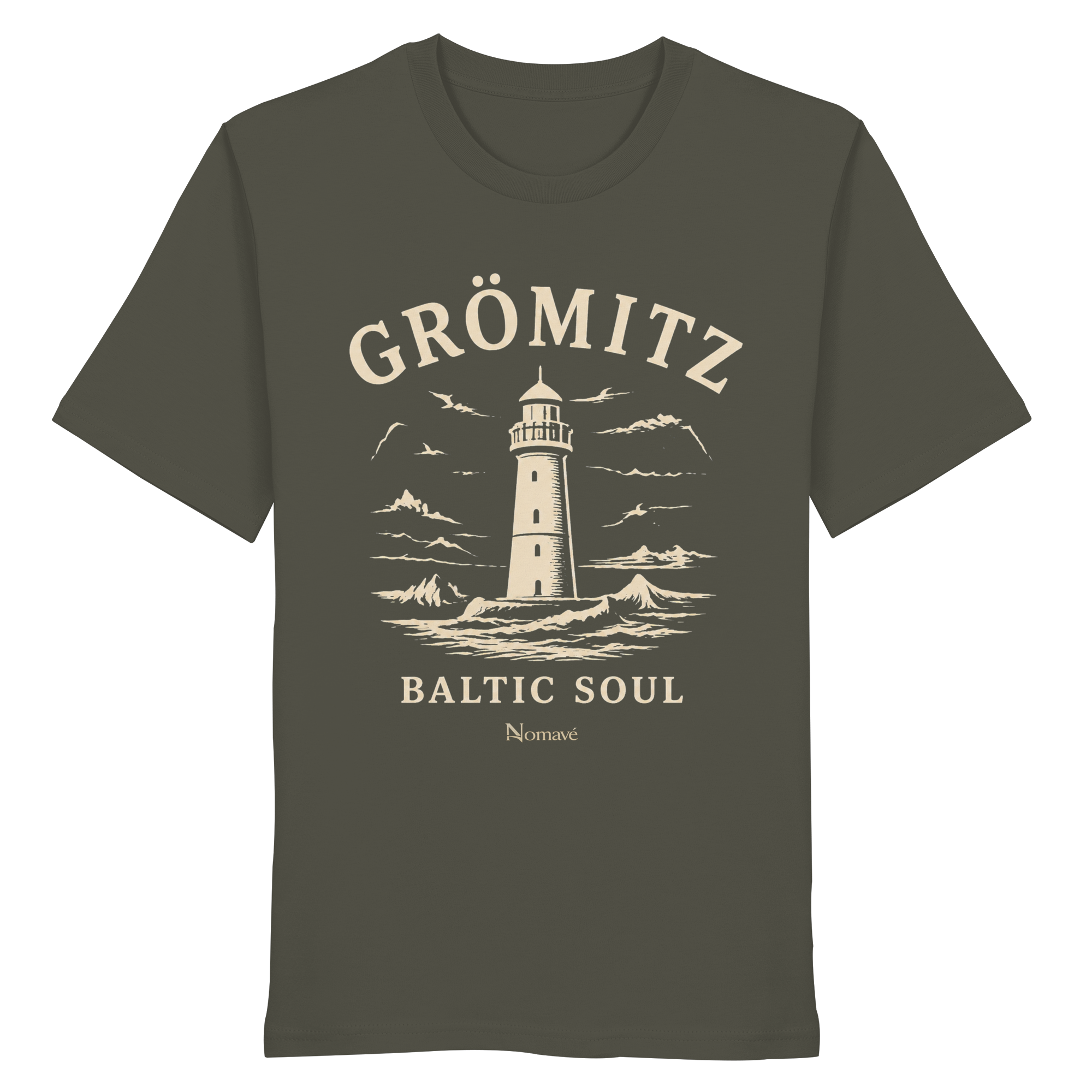 Grömitz Baltic Soul - Ostsee Bio Shirt mit Leuchtturm