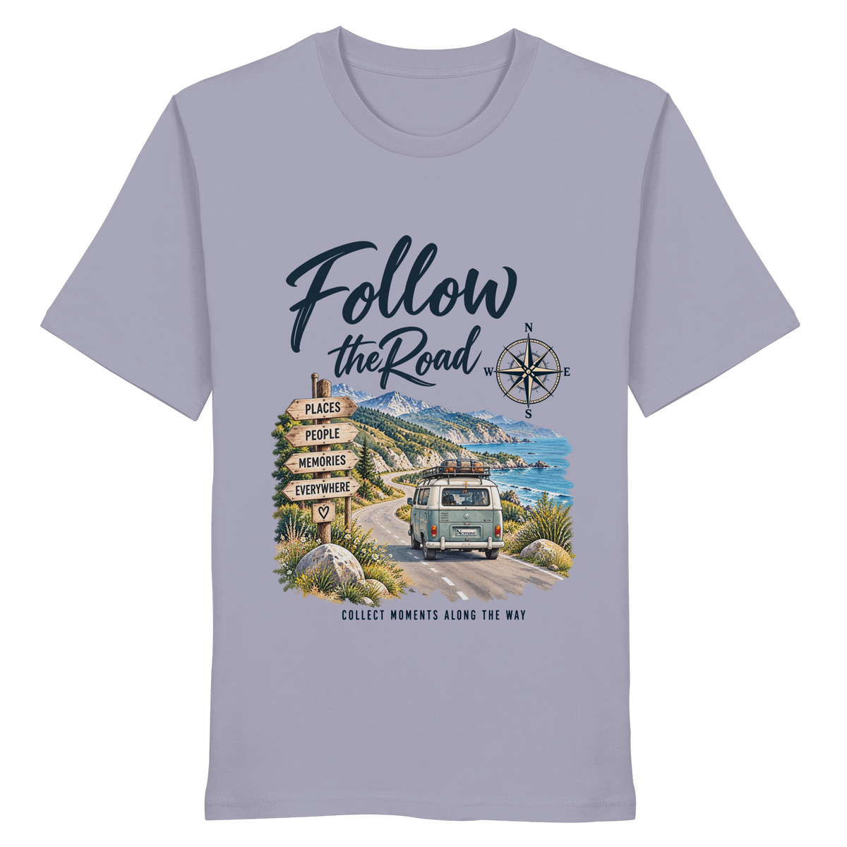 Follow the Road – Vanlife – Bio T-Shirt – Frontprint