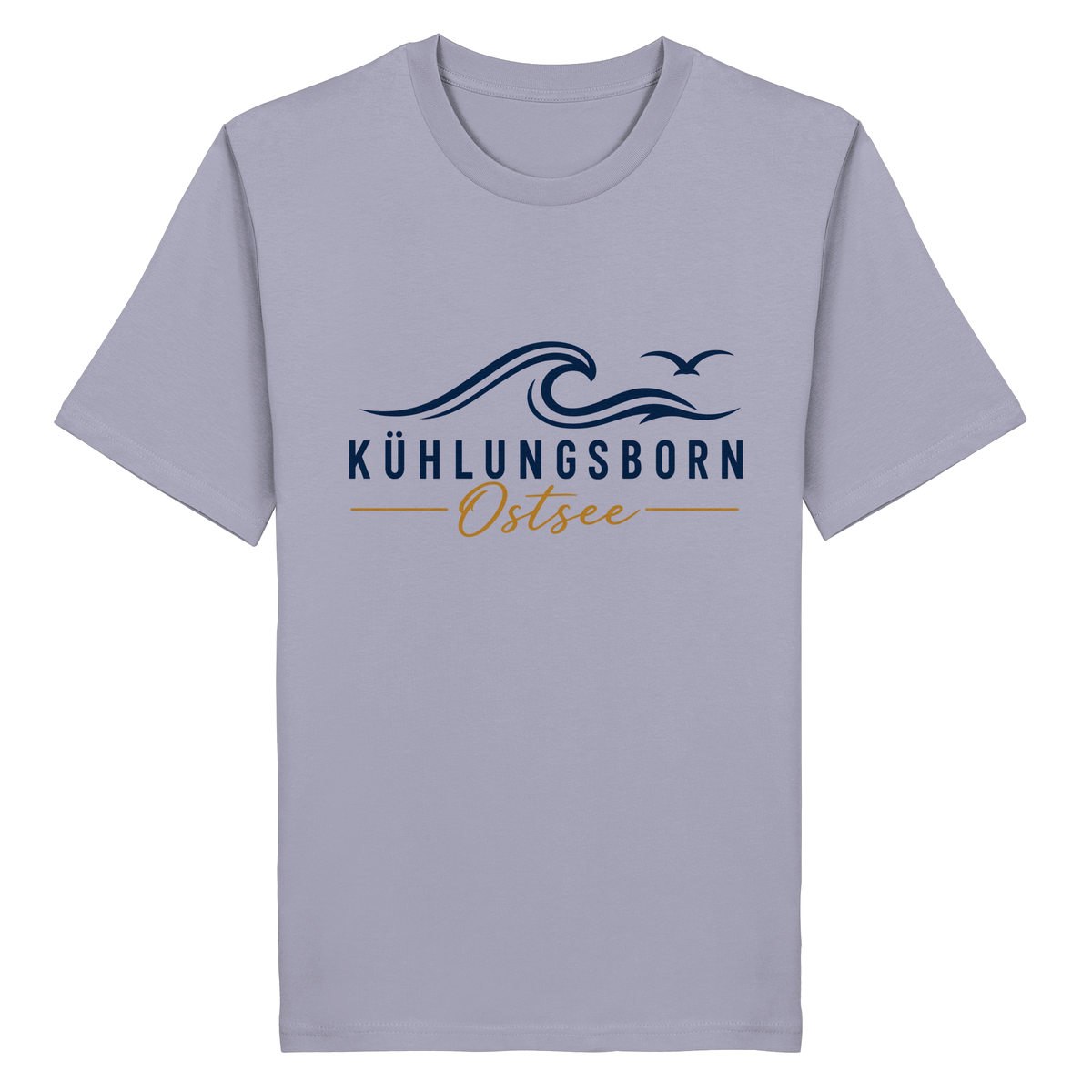 Kühlungsborn Baltic Waves Bio-Unisex-T-Shirt Light Edition in Lavender – originales Shirtigo-Frontmockup