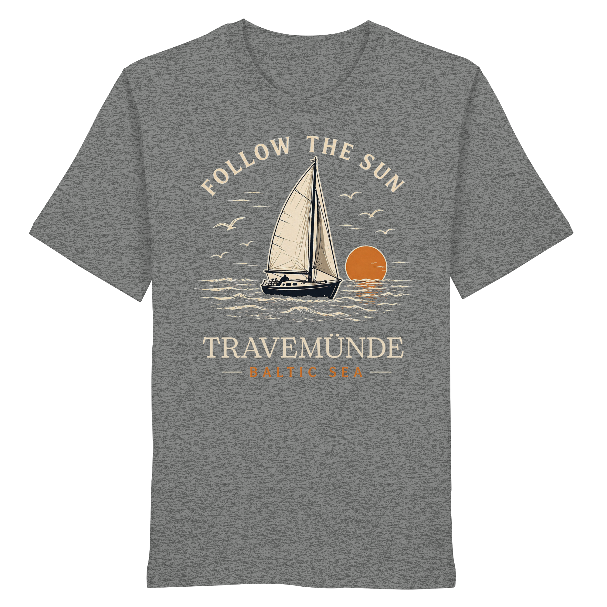Travemünde Follow The Sun Dark Edition T-Shirt aus 100 % Bio-Baumwolle