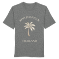 Original-Shirtigo-Mockup: Unisex Bio T-Shirt in mid heather grey mit Koh Phangan Mini Palm Frontprint