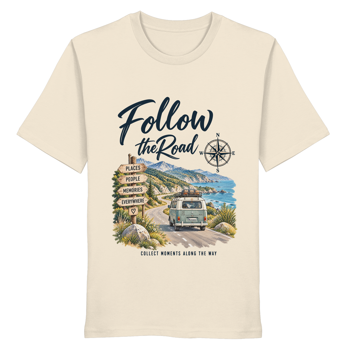 Follow the Road – Vanlife – Bio T-Shirt – Frontprint