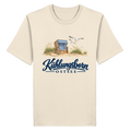 Bio-Unisex-T-Shirt Kühlungsborn – Strandkorb & Ostsee in Natural Raw, Shirtigo-Originalmockup der Vorderseite mit Strandkorbmotiv.