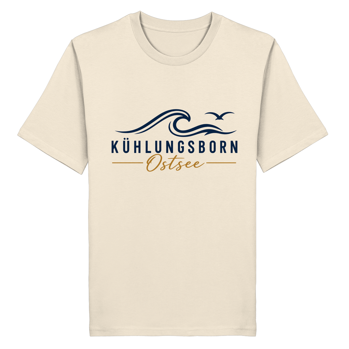 Kühlungsborn Baltic Waves Bio-Unisex-T-Shirt Light Edition in Natural Raw – originales Shirtigo-Frontmockup