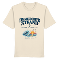 Original-Mockup 1: Unisex Bio-T-Shirt in Natural Raw mit Timmendorfer Strand – Baltic Sea Frontprint.