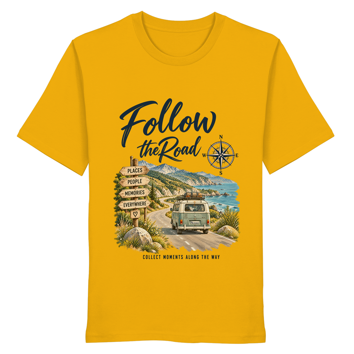Follow the Road – Vanlife – Bio T-Shirt – Frontprint