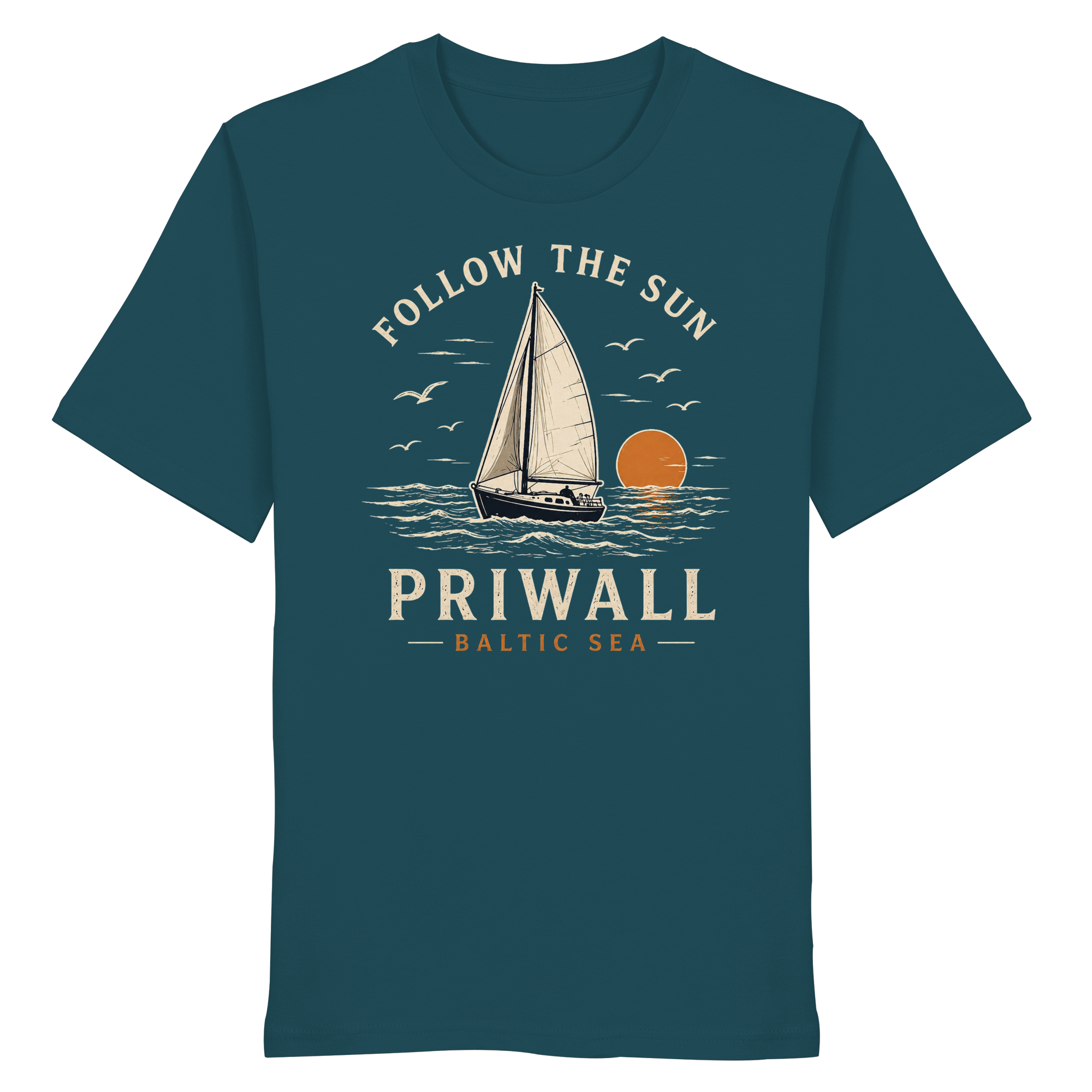 Follow the Sun Shirt – Priwall Ostsee – Organic Unisex (Dark Collection)