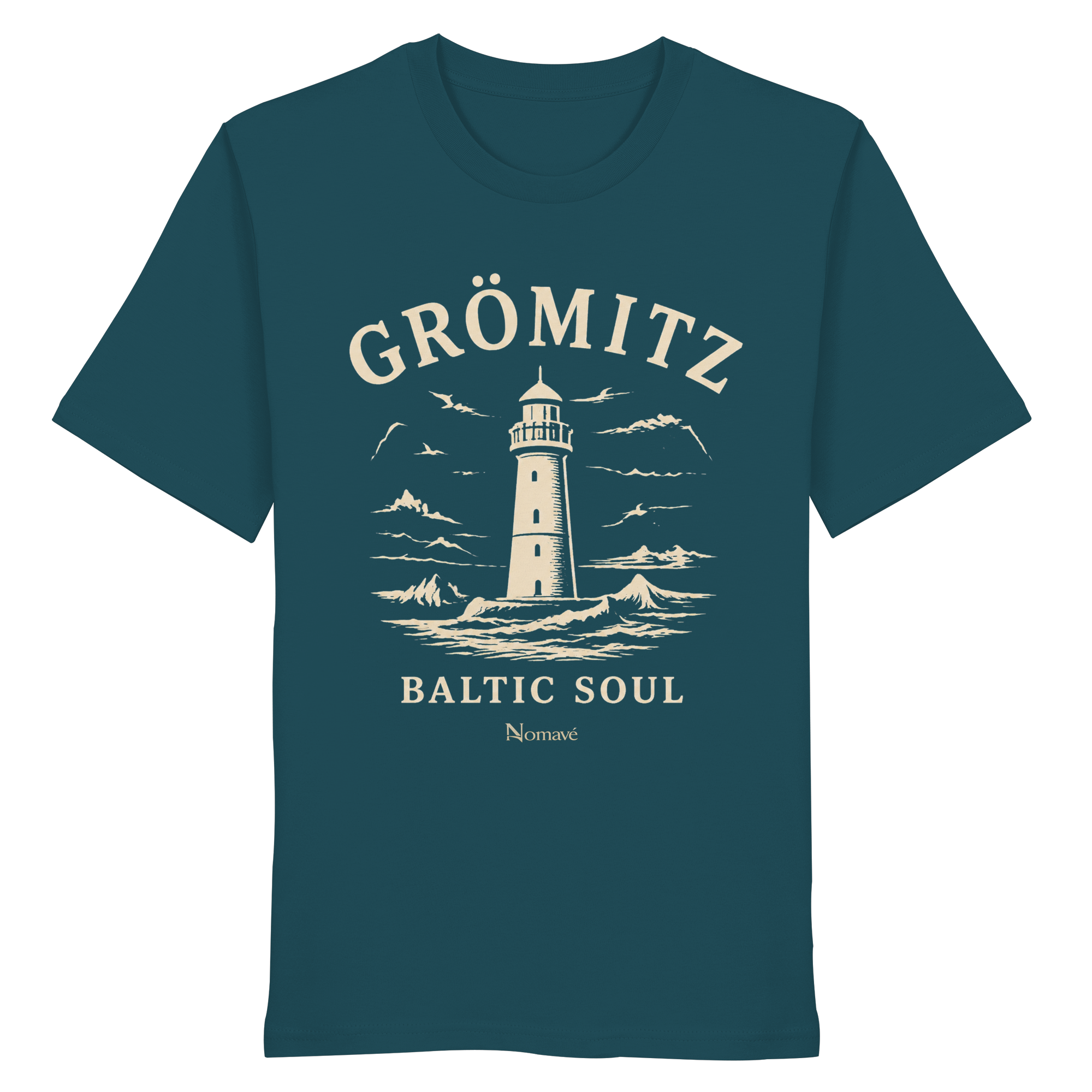 Grömitz Baltic Soul - Ostsee Bio Shirt mit Leuchtturm