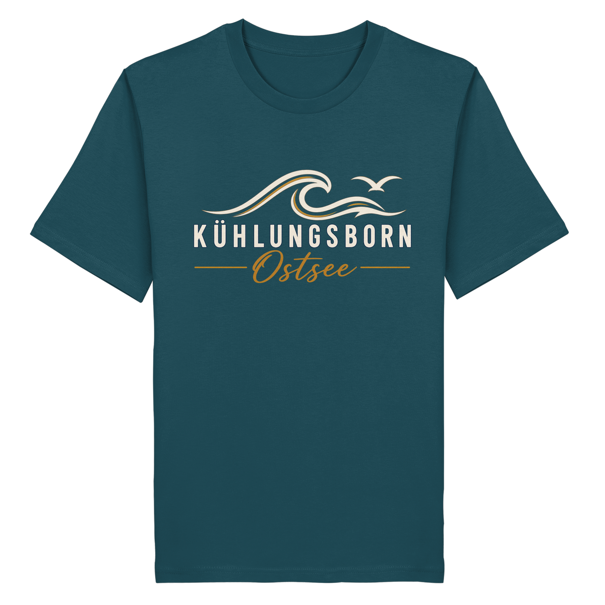 Kühlungsborn Baltic Waves Bio-Unisex-T-Shirt Dark Edition in Stargazer – originales Shirtigo-Produktmockup