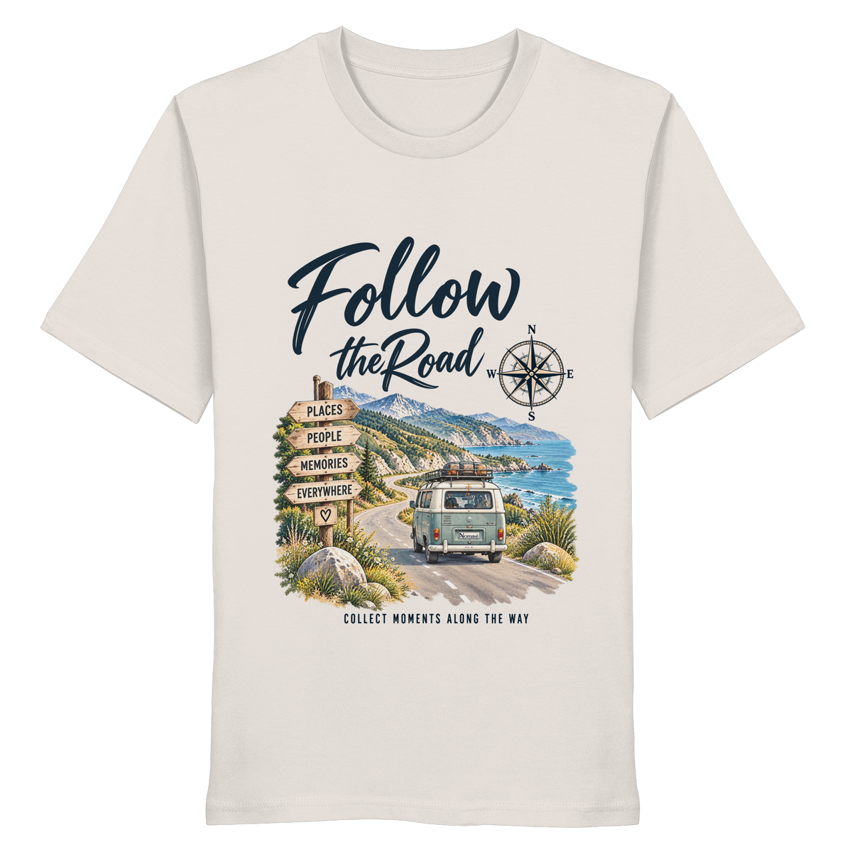 Follow the Road – Vanlife – Bio T-Shirt – Frontprint