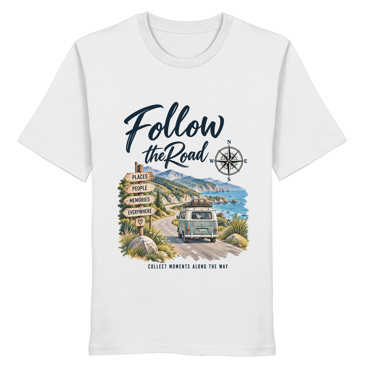 Follow the Road – Vanlife – Bio T-Shirt – Frontprint