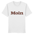 Bio-Unisex-T-Shirt in White von vorne mit Moin-Leo-Blush-Pink-Motiv.