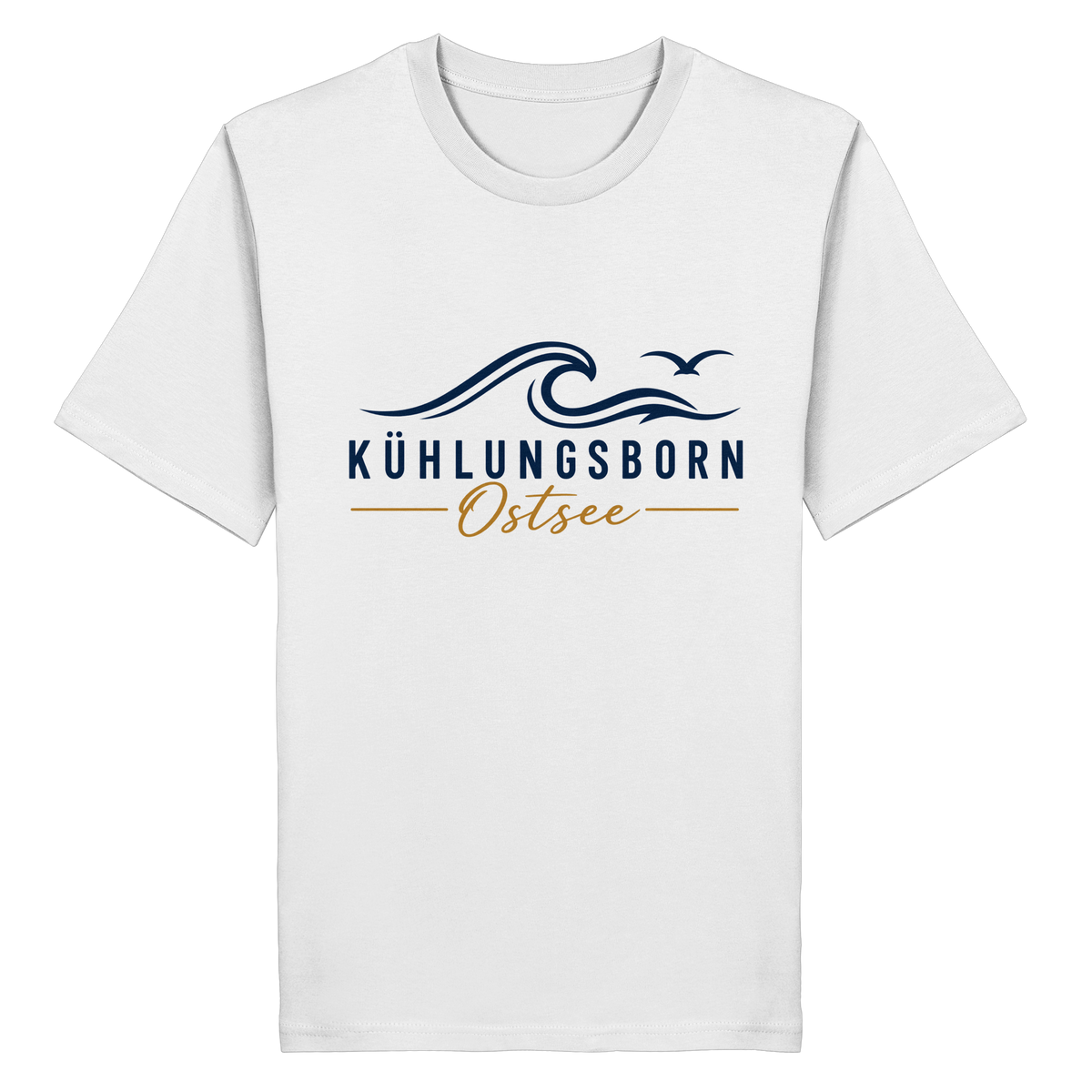 Kühlungsborn Baltic Waves Bio-Unisex-T-Shirt Light Edition in White – originales Shirtigo-Frontmockup