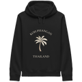Bio Side Pocket Hoodie in Black mit Koh Phangan Mini Palm Frontprint – Original-Shirtigo-Mockup