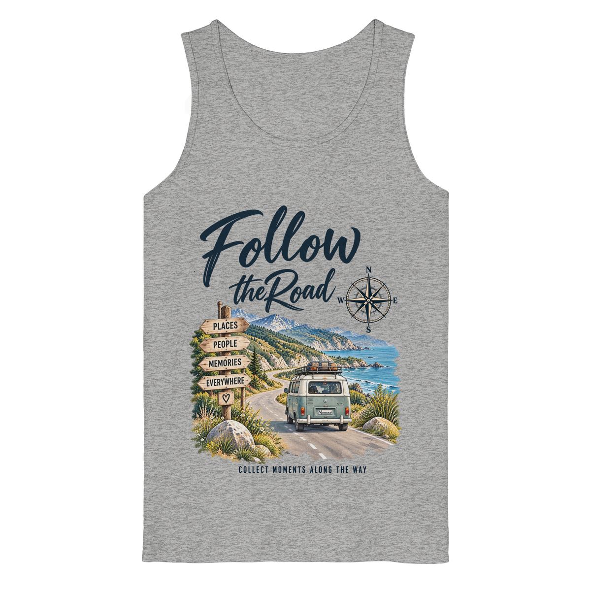 Follow the Road – Vanlife – Bio Tank Top – Frontprint