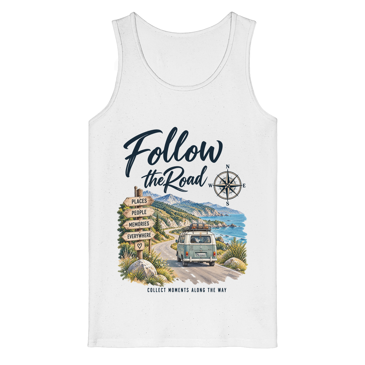 Follow the Road – Vanlife – Bio Tank Top – Frontprint