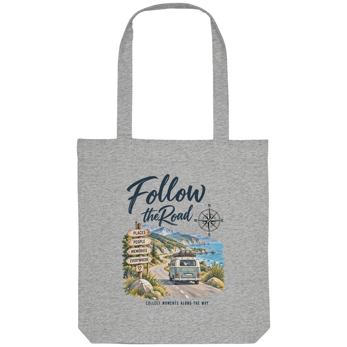 Follow the Road – Vanlife – Recycling-Einkaufstasche – Landschaftsmotiv