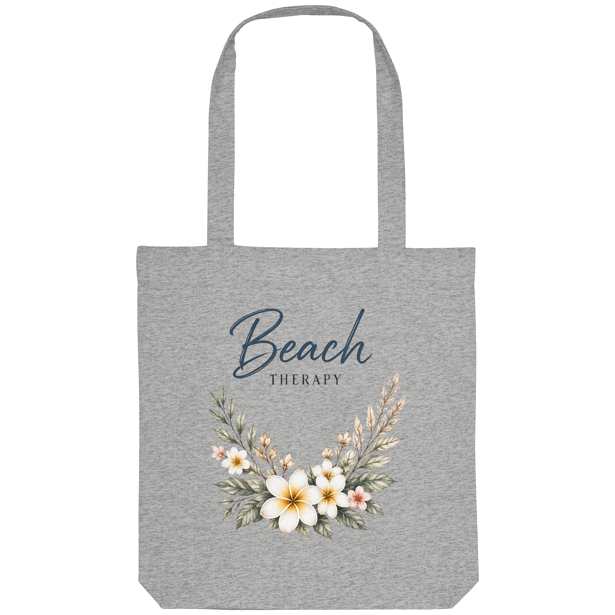 Beach Therapy | Florales Strandmotiv | Sommer | Urlaub | Meer | Blumen | Bio Einkaufsbeutel