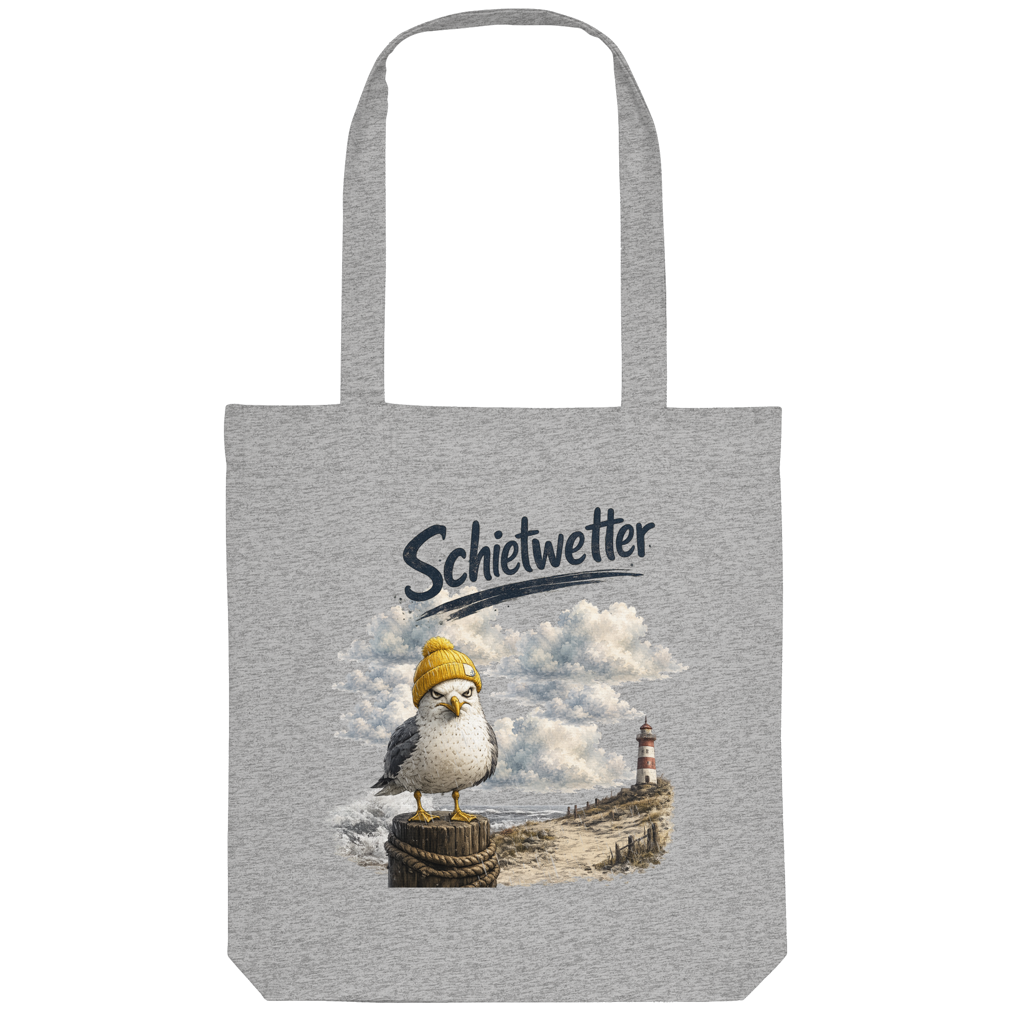 Möwe - Schietwetter - Ostsee - Leuchtturm - Maritimes Küsten Motiv - Für Ostsee und Nordsee - Fans - Organic Tote-Bag
