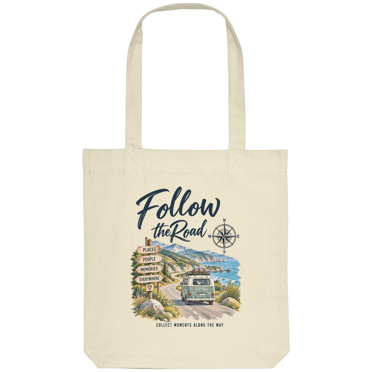 Follow the Road – Vanlife – Recycling-Einkaufstasche – Landschaftsmotiv