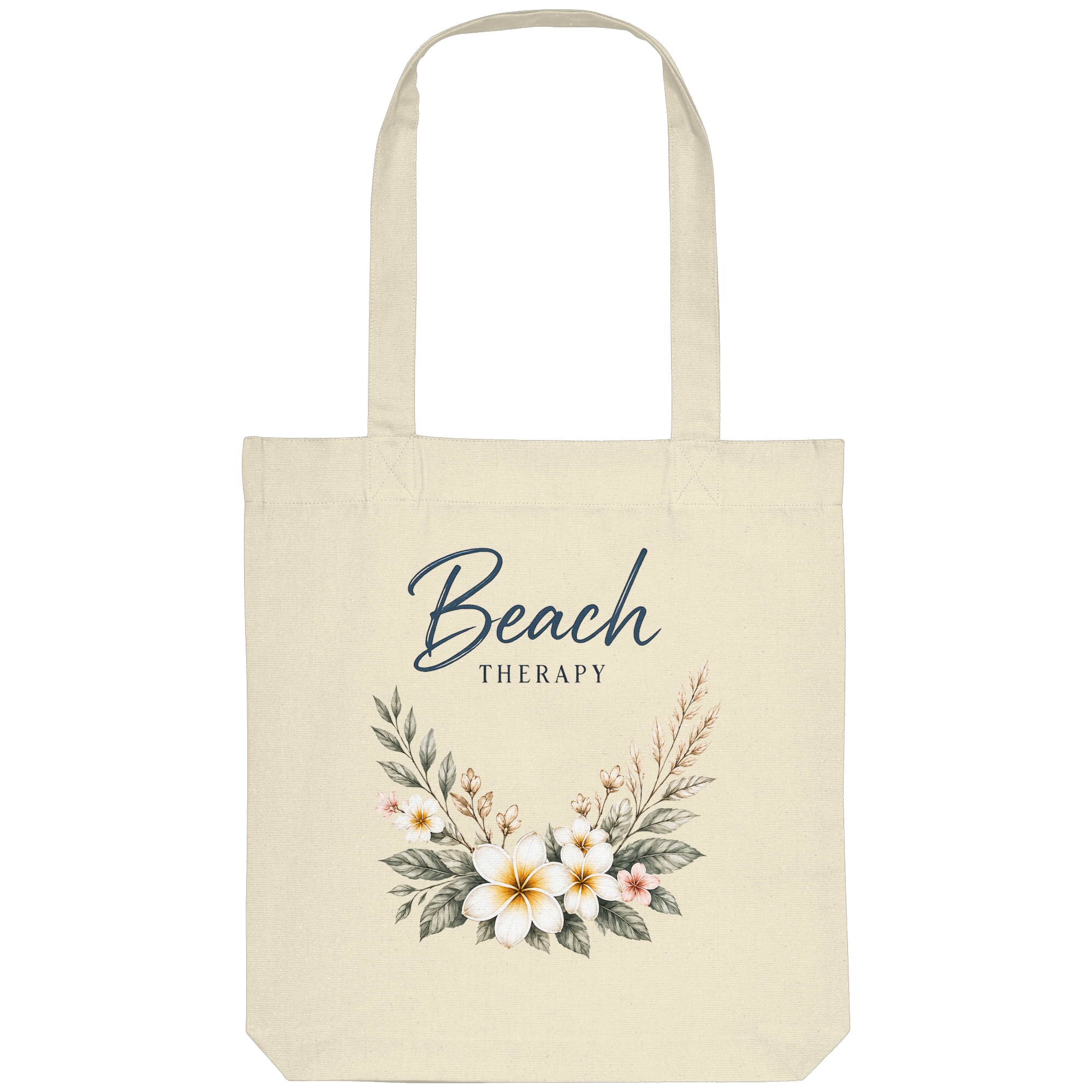Beach Therapy | Florales Strandmotiv | Sommer | Urlaub | Meer | Blumen | - Organic Tote-Bag
