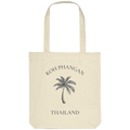 Original-Shirtigo-Mockup: Einkaufstasche in Natural mit Koh Phangan Mini Palm Motiv vorne