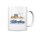 Keramiktasse 330 ml Kühlungsborn – Strandkorb & Ostsee, White glossy, Shirtigo-Originalmockup der bedruckten Vorderseite.