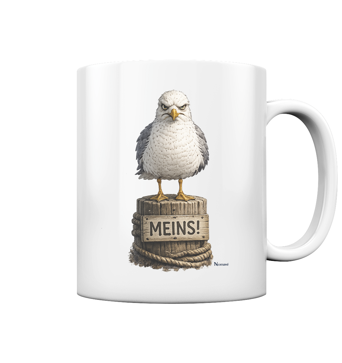 Möwe mit Meinung – MEINS! | - Tasse glossy