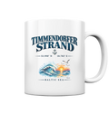 Original-Mockup 1: Glossy-Tasse 330 ml in White glossy mit Timmendorfer-Strand–Baltic-Sea-Motiv auf der Vorderseite.