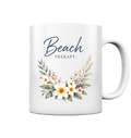 Beach Therapy | Florales Strandmotiv | Sommer | Urlaub | Meer | Blumen | - Tasse glossy