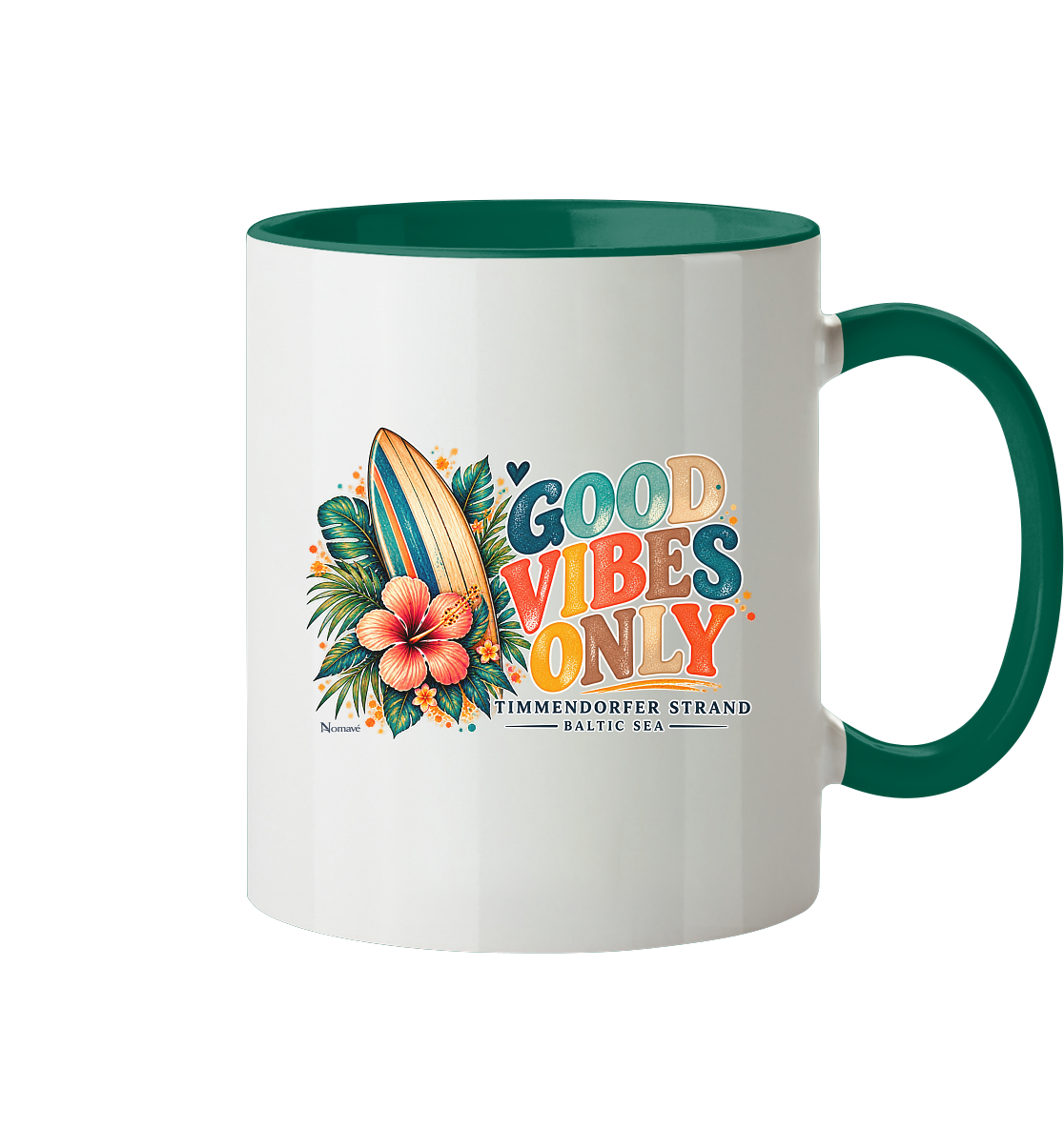 Timmendorfer Surf Vibes - Backprint - Tasse zweifarbig