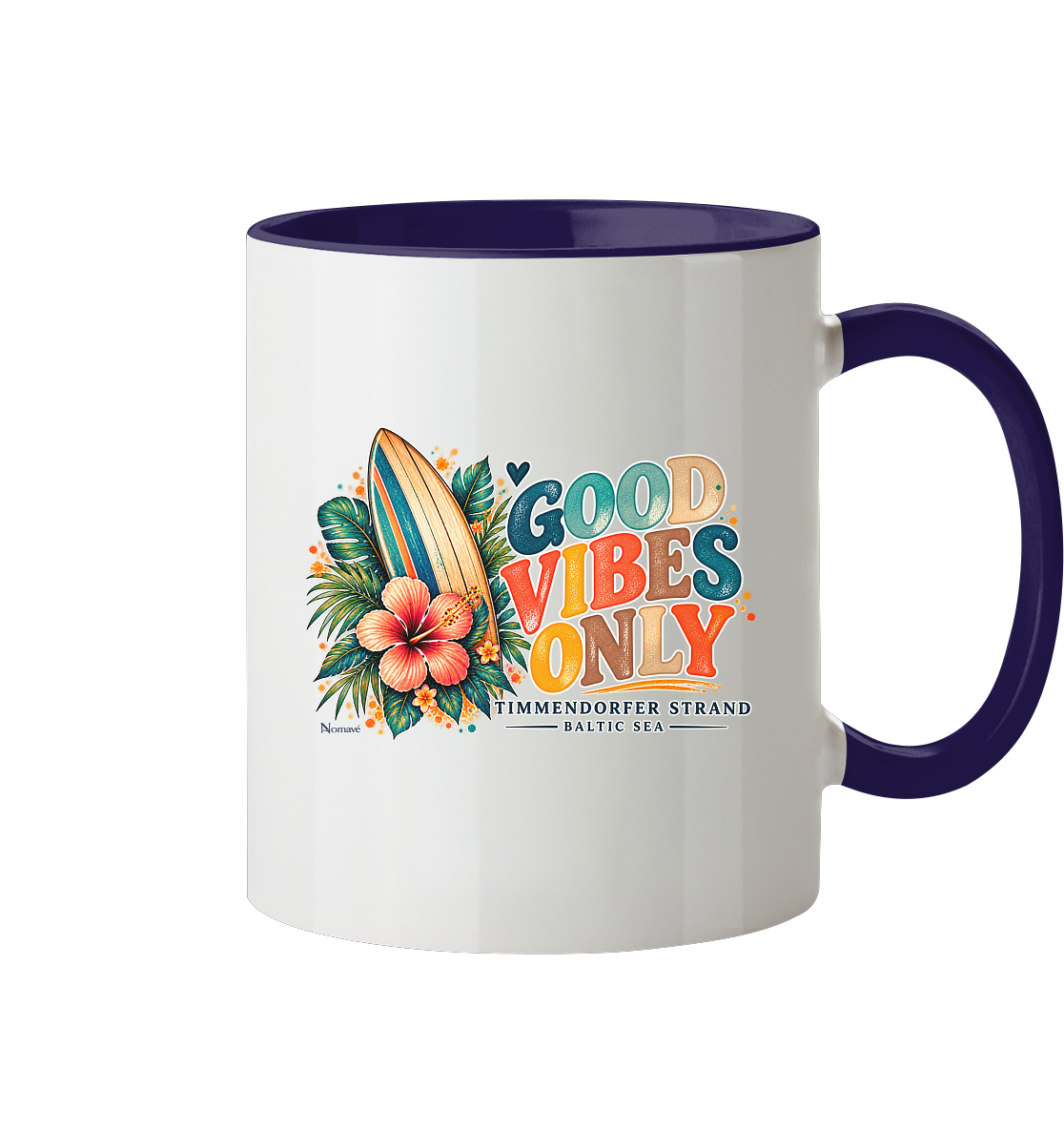 Timmendorfer Surf Vibes - Backprint - Tasse zweifarbig