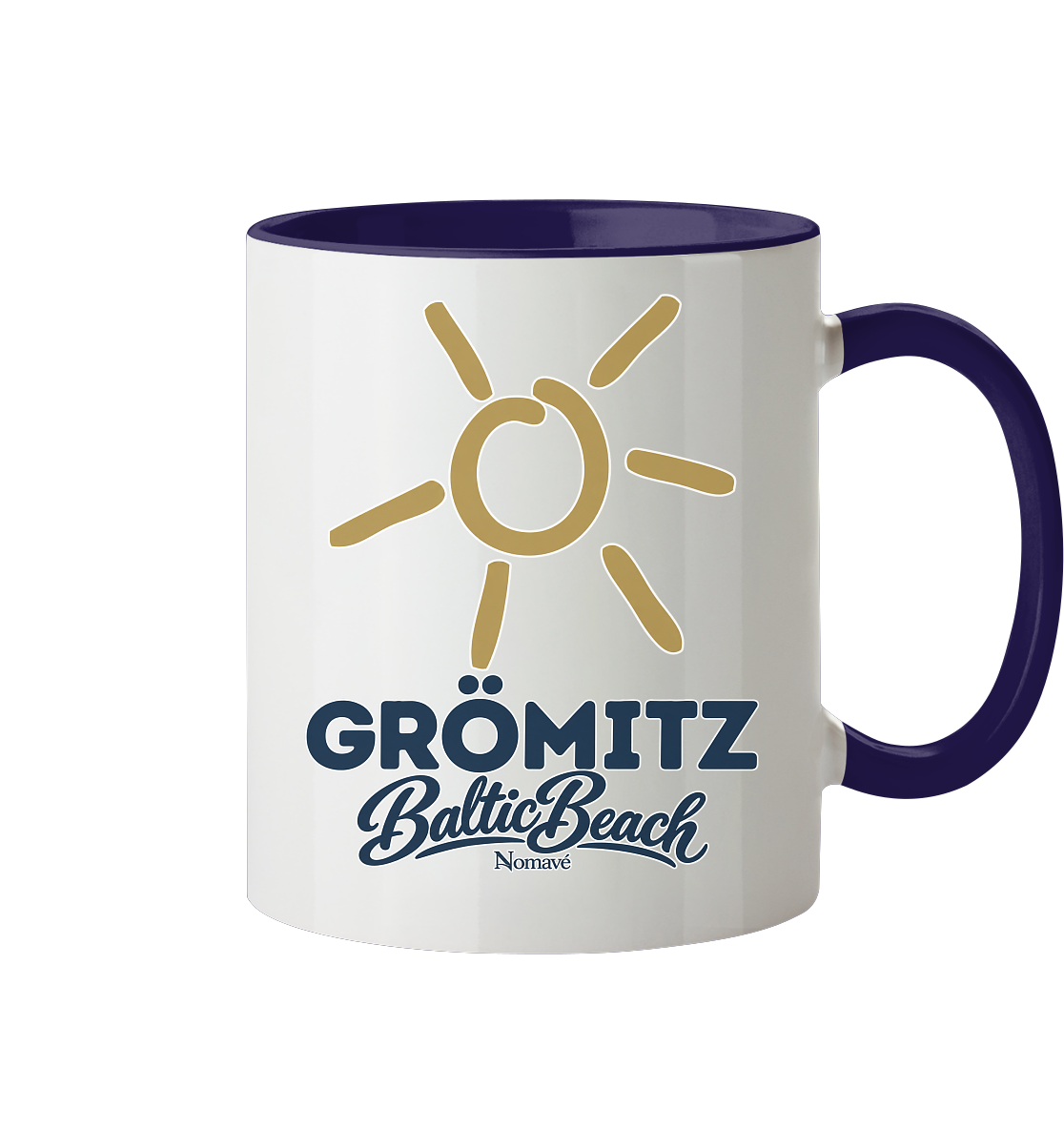 Zweifarbige Tasse 330 ml Grömitz Sonne Baltic Beach – Kobaltblau, Shirtigo-Originalmockup 12