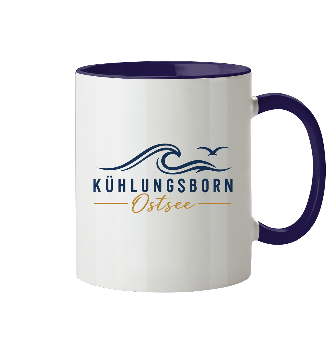 Kühlungsborn Baltic Waves Zweifarbige Keramiktasse 330 ml Light Edition in Kobaltblau – originales Shirtigo-Produktmockup