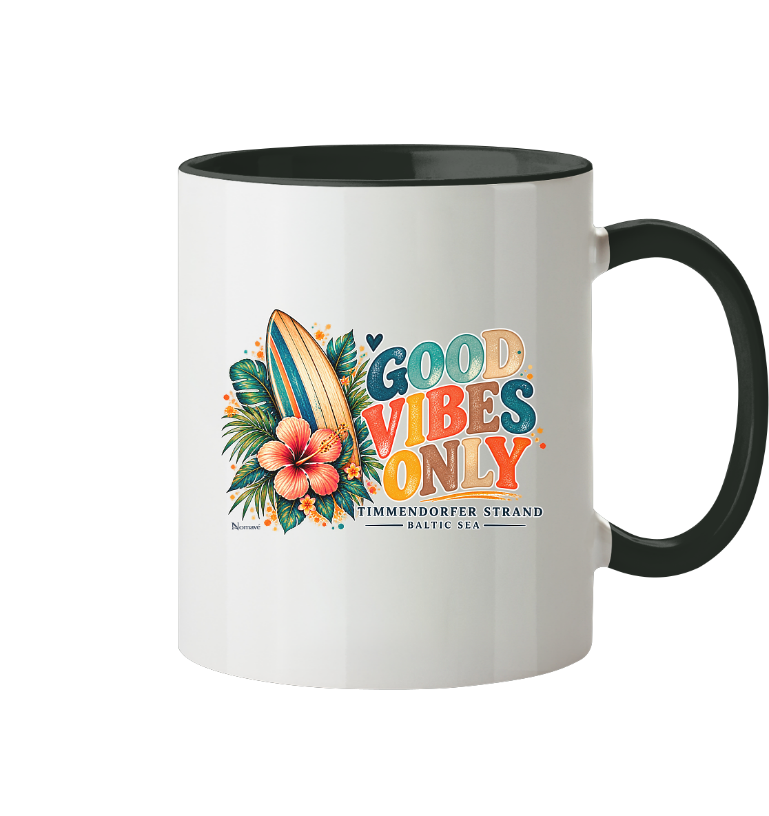 Timmendorfer Surf Vibes - Backprint - Tasse zweifarbig